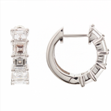 Small Emerald Cut Diamond Hoops
