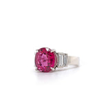 Red Tourmaline and Diamond Ring