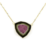 Watermelon Tourmaline Slice Necklace