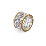 WHITE AND YELLOW GOLD ETERNELLE BAND WITH DIAMONDS SCACCHI STYLE