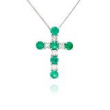 Diamond and Emerald Cross Pendant