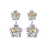 BLOSSOMS GARDENIA SILVER AND VERMEIL PENDANT EARRINGS WITH DIAMONDS