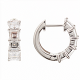 Small Emerald Cut Diamond Hoops