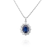 Oval Sapphire and Diamond Pendant