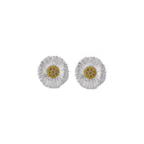 BLOSSOMS DAISY SILVER AND VERMEIL BUTTON EARRINGS WITH DIAMONDS
