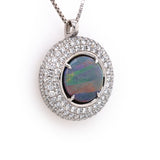 Circle Diamond and Opal Pendant