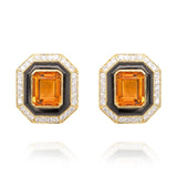 18 Karat Yellow Gold Citrine and Diamond Earrings