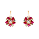 Floral Ruby Earrings Rose Gold