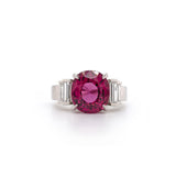 Red Tourmaline and Diamond Ring