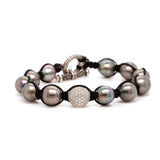 Pearl Boho Bracelet with Diamond Toggle Clasp