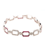 Platinum Ruby and Diamond Link Bracelet