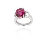 Red Tourmaline and Diamond Ring