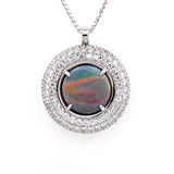 Circle Diamond and Opal Pendant