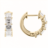 Small Emerald Cut Diamond Hoops