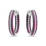 Diamond and Ruby In and Out Hoops