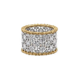 WHITE AND YELLOW GOLD ETERNELLE BAND WITH DIAMONDS SCACCHI STYLE