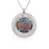 Circle Diamond and Opal Pendant