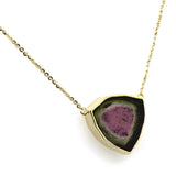 Watermelon Tourmaline Slice Necklace