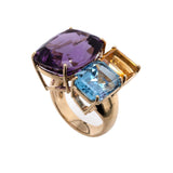 Amethyst, Citrine and Topaz Trois Ring