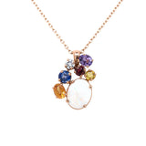 Diamond, Opal and Sapphire Cluster Pendant