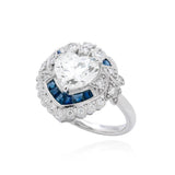 Heart Shape Diamond and Sapphire Ring