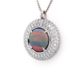 Circle Diamond and Opal Pendant