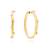 Elongated Hoop Diamond Earrings