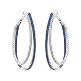 Diamond and Sapphire In and Out Double Hoops